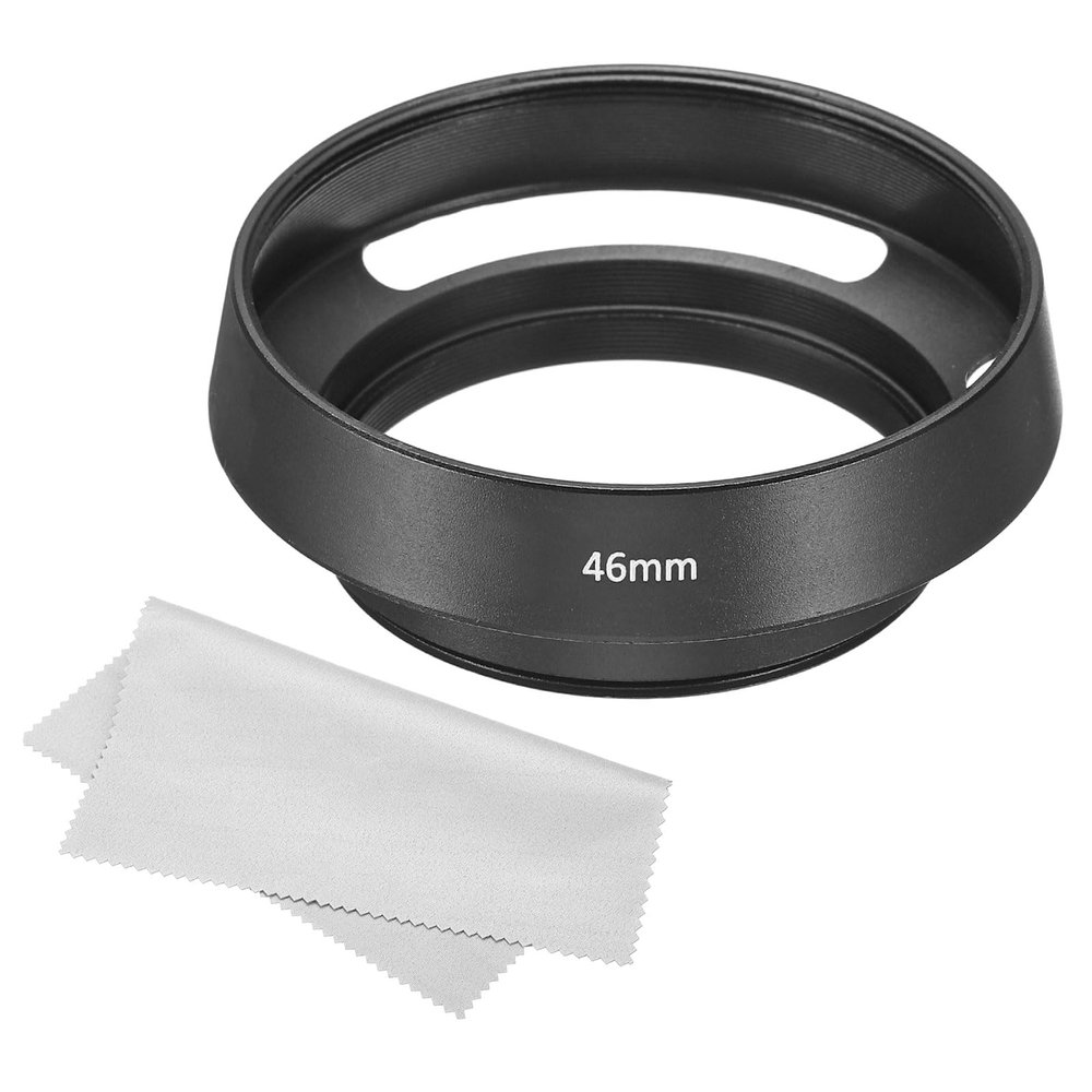 PATIKIL 46mm Lens Hood, Standard Vented Matte Surface Anti-Reflective Inside Hood with Cleaning Cloth for Camera Lens, Black for Nikon, for Fujifilm, for Pentax, for Leica