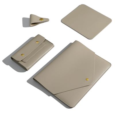 Benfan PU Leather Laptop Sleeve Compatible with New 15.3 inch MacBook Air 2023 2024, Surface Laptop 15, Surface Book 13.5, Surface Laptop Studio Color Khaki