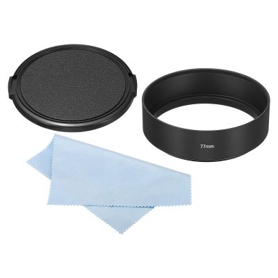 PATIKIL 77mm Lens Hood, Standard Focus Frosted Surface Anti-Reflective Inside Hood with Cap and Cleaning Cloth for Camera Lens, Black for Nikon, for Fujifilm, for Pentax, for Leica