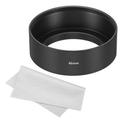 PATIKIL 46mm Lens Hood, Standard Focus Frosted Surface Anti-Reflective Inside Hood with Cleaning Cloth for Camera Lens, Black for Nikon, for Fujifilm, for Pentax, for Leica
