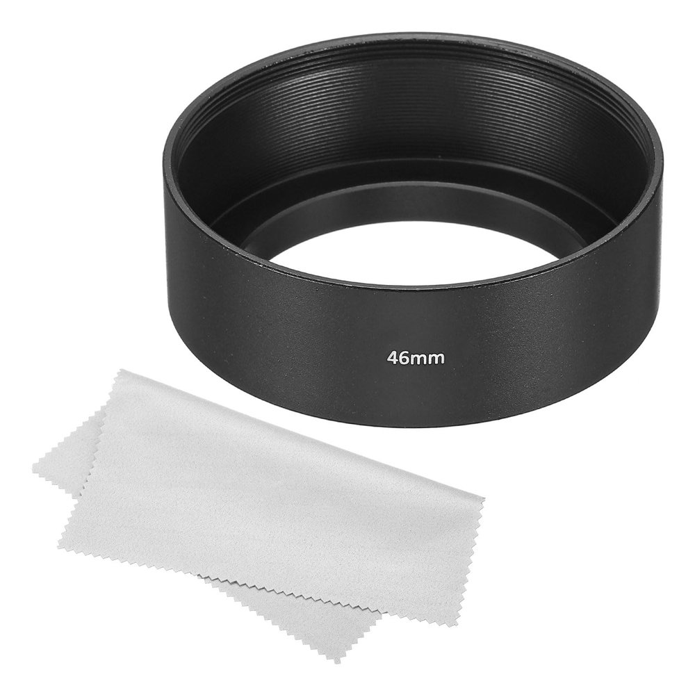 PATIKIL 46mm Lens Hood, Standard Focus Frosted Surface Anti-Reflective Inside Hood with Cleaning Cloth for Camera Lens, Black for Nikon, for Fujifilm, for Pentax, for Leica