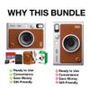 Fujifilm Instax Mini EVO Hybrid Instant Camera (Brown) Bundle with Instax-Mini Twin Pack Instant-Film 20 Sheets + 32GB Memory Card + Vintage Brown Mini-Evo Camera Case + Cleaning Cloth view 4