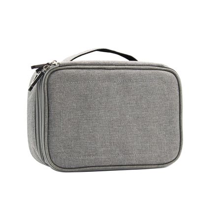 Hemobllo Double Layer Travel Storage Bag Kit for Cables and Electronics Cushioned Organizer Case for Power Banks Usb Drives and Accessories Portable Travel Pouch Gray