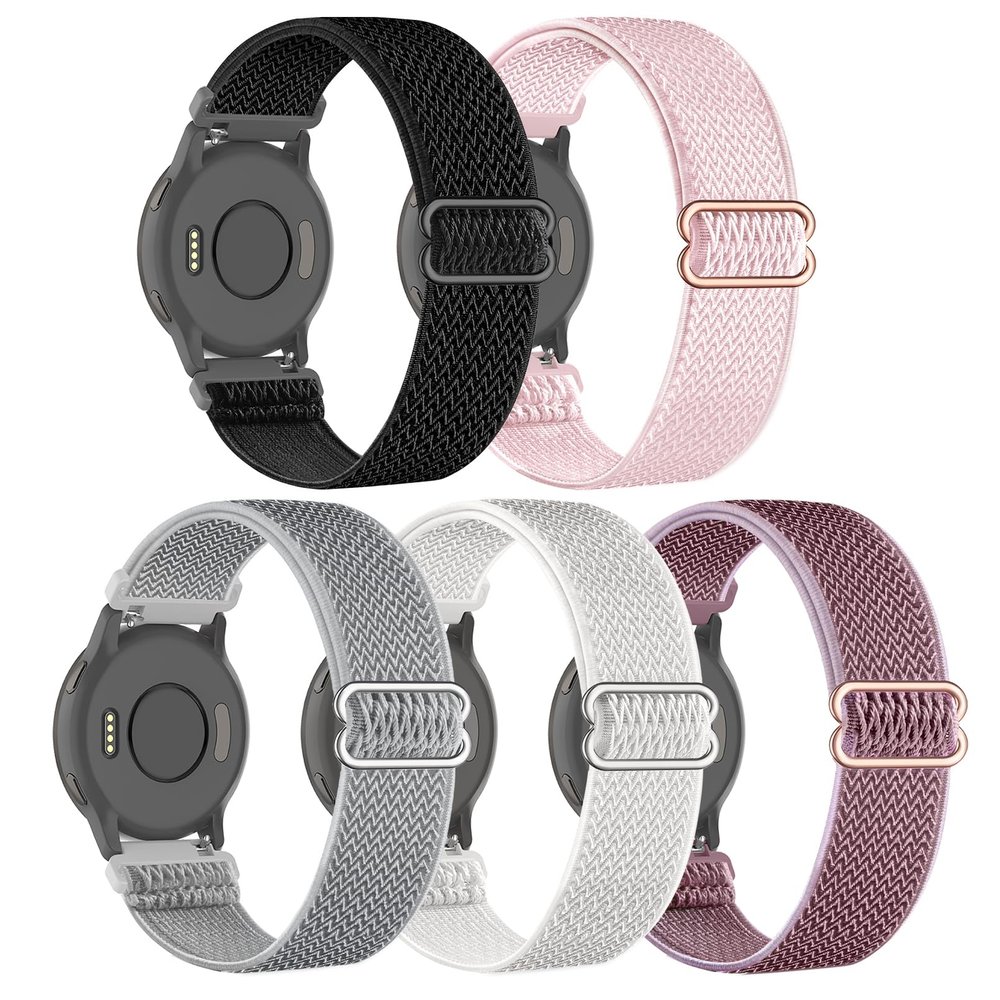 5 Pack Stretchy Nylon Watch Bands Compatible with Garmin Venu 3S/4 41mm/2S/Forerunner 265S 42mm,18mm Soft Elastic Adjustable Sport Strap for Vivoactive 4S 40mm/Forerunner 255S Music Women Men