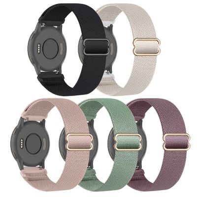 5 Pack Stretchy Nylon Watch Bands Compatible with Garmin Venu 3S/4 41mm/2S/Forerunner 265S 42mm,18mm Soft Elastic Adjustable Sport Strap for Vivoactive 4S 40mm/Forerunner 255S Music Women Men