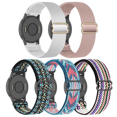 5 Pack Stretchy Nylon Watch Bands Compatible with Garmin Venu 3S/4 41mm/2S/Forerunner 265S 42mm,18mm Soft Elastic Adjustable Sport Strap for Vivoactive 4S 40mm/Forerunner 255S Music Women Men