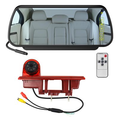 EnruigeOK 7 Inch Backup Camera System HD TFT LCD Clip-on Rear View Wide Screen Mirror Monitor with Touch Button Night Vision Rear Camera Compatible for Opel Vivaro Renault Trafic Nissan Primastar