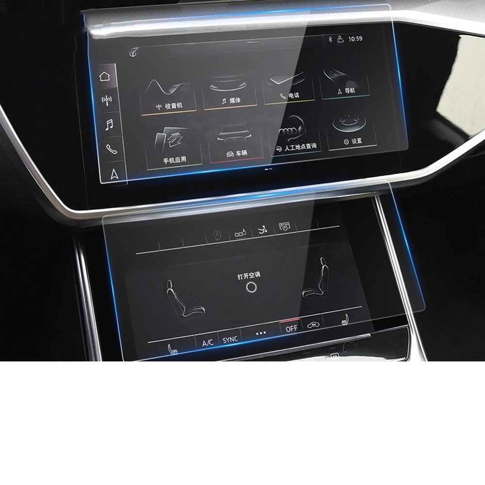 BORATO 2PCS Car GPS navigation film LCD screen Tempered glass protective film,For Audi A6 A7 C8 2019-2023 Accessories