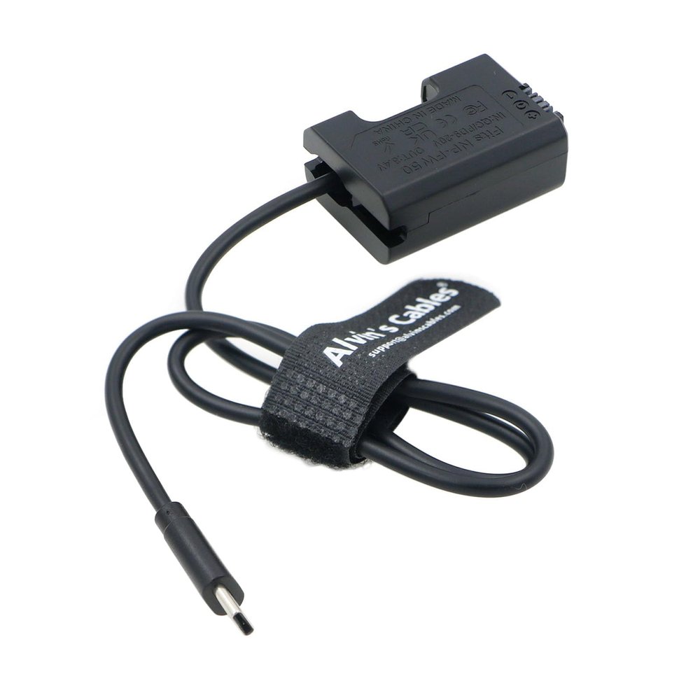 Alvins Cables NP-FW50 Dummy Battery to USB-C Type-C PD QC Power Cable for Sony A6000|A6500|A6300|A7R|A7| A33|A35|A37|A55|A7S Cameras