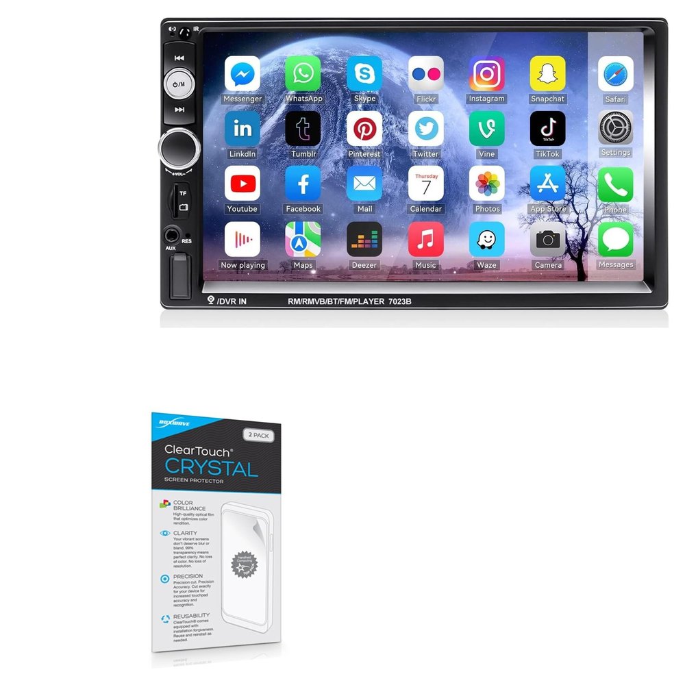 BoxWave Screen Protector Compatible with Camecho Double Din Car Stereo (7 in) - ClearTouch Crystal (2-Pack), HD Film Skin - Shields from Scratches