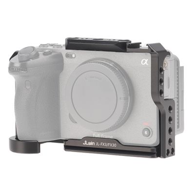 FocusFoto FX3/FX30 Camera Cage with NATO Rail, Cold Shoe, 1/4" Threads, 3/8"-16 Locating Holes for ARRI Grip, Fits for Sony FX3 FX30/Original XLR Handle, Compatible with DJI RS2 RS3 Gimbal Stabilizer