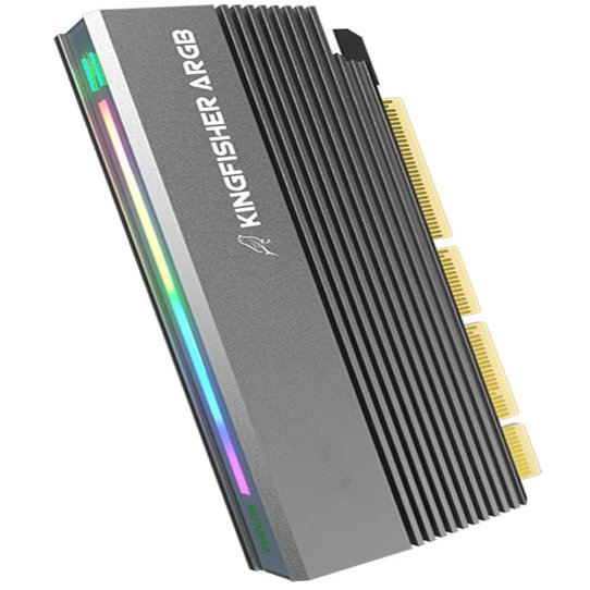 Aluminum Alloy 5V 3Pin ARGB PCIE 4.0 to NVME Protocol Adapter Card with SSD Heatsink Support PCIE X4 X8 X16 Slot (RGB)