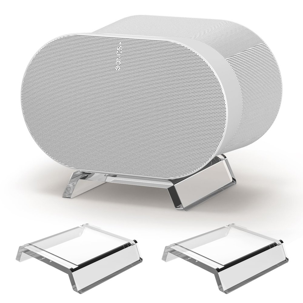HeyMoonTong Acrylic Table Stand for Sonos ERA 300 Wireless Speaker - Desktop Decorative Bracket Mounting Accessories for Sonos ERA 300 (Clear, 2-Pack)