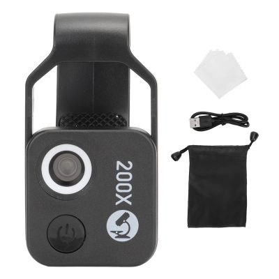 200X Phone Mini Pocket Microscope LED Pocket Microscope with CPL Clip Design Phone Microscope for Jadestone Metal (Black)