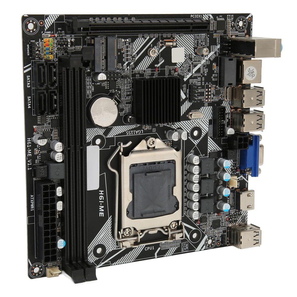 Airshi PC Motherboar, LGA 1155 Mini ITX Motherboard VGA HD Output for Replacement