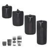 Acouto 4PCS S M L XL Portable Neoprene Black Elastic Shock Absorption DSLR Camera Lens Cover Storage Bag Lens Storage Bag Neoprene view 3