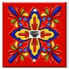 Art Plates - One Port RJ11 - Telephone decorative printed keystone style wall plate. CAT3 - RJ12 Female to Female phone jack. Works for phones, fax, ect. - Red Mexican Talavera Tile Print view 1