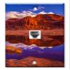 Art Plates - One Port RJ11 - Telephone decorative printed keystone style wall plate. CAT3 - RJ12 Female to Female phone jack. Works for phones, fax, ect. - Desert Mountain Reflection view 1