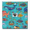 Art Plates - One Port RJ11 - Telephone decorative printed keystone style wall plate. CAT3 - RJ12 Female to Female phone jack. Works for phones, fax, ect. - Whimsical Sea Creatures view 1