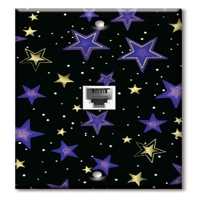 Art Plates - One Port RJ11 - Telephone decorative printed keystone style wall plate. CAT3 - RJ12 Female to Female phone jack. Works for phones, fax, ect. - Stars