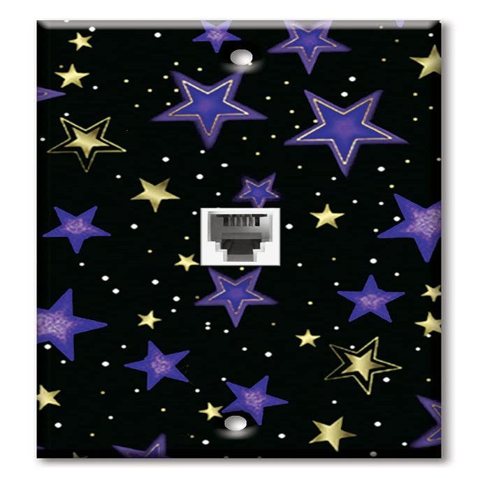 Art Plates - One Port RJ11 - Telephone decorative printed keystone style wall plate. CAT3 - RJ12 Female to Female phone jack. Works for phones, fax, ect. - Stars