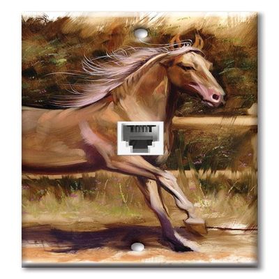 Art Plates - One Port RJ11 - Telephone decorative printed keystone style wall plate. CAT3 - RJ12 Female to Female phone jack. Works for phones, fax, ect. - Palomino