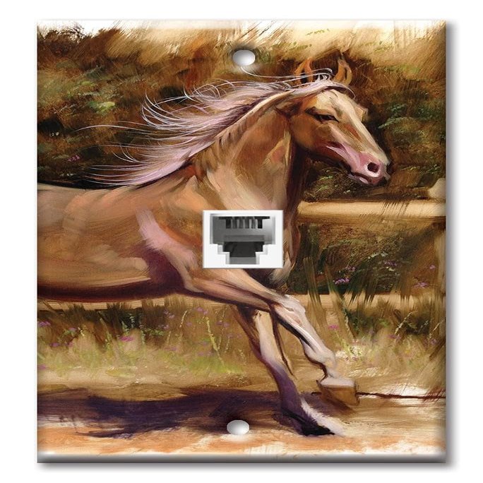 Art Plates - One Port RJ11 - Telephone decorative printed keystone style wall plate. CAT3 - RJ12 Female to Female phone jack. Works for phones, fax, ect. - Palomino