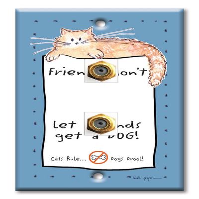 Art Plates - Decorative Printed 2 Port Coax Cable Wall Plate, 3GHz Coaxial Cable Connector, F-Type RG6 - RG59 Cable Extender Male to Male, Gold-Plated - Cat: Friends