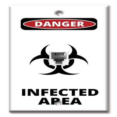 Art Plates - One Port RJ11 - Telephone decorative printed keystone style wall plate. CAT3 - RJ12 Female to Female phone jack. Works for phones, fax, ect. - Infected Area