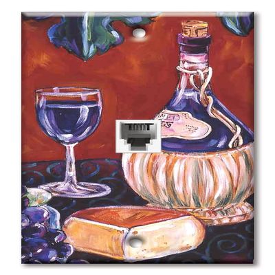 Art Plates - One Port RJ11 - Telephone decorative printed keystone style wall plate. CAT3 - RJ12 Female to Female phone jack. Works for phones, fax, ect. - Chianti