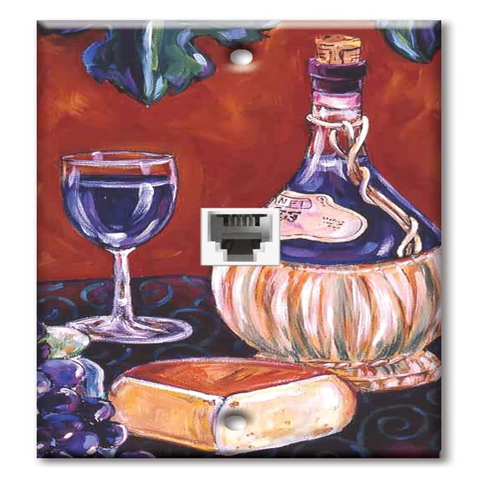 Art Plates - One Port RJ11 - Telephone decorative printed keystone style wall plate. CAT3 - RJ12 Female to Female phone jack. Works for phones, fax, ect. - Chianti