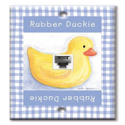 Art Plates - One Port RJ11 - Telephone decorative printed keystone style wall plate. CAT3 - RJ12 Female to Female phone jack. Works for phones, fax, ect. - Rubber Ducky