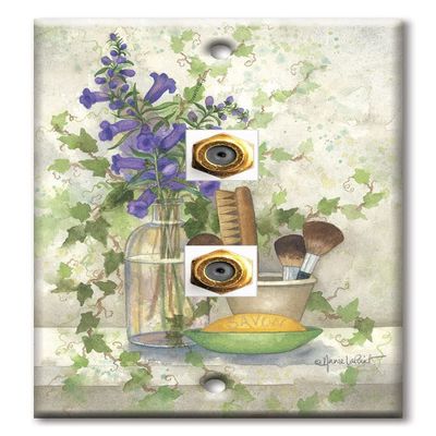 Art Plates - Decorative Printed 2 Port Coax Cable Wall Plate, 3GHz Coaxial Cable Connector, F-Type RG6 - RG59 Cable Extender Male to Male, Gold-Plated - Bath Brushes