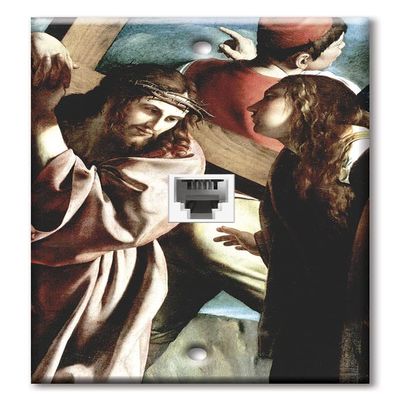 Art Plates - One Port RJ11 - Telephone decorative printed keystone style wall plate. CAT3 - RJ12 Female to Female phone jack. Works for phones, fax, ect. - Calvary