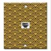 Art Plates - One Port RJ11 - Telephone decorative printed keystone style wall plate. CAT3 - RJ12 Female to Female phone jack. Works for phones, fax, ect. - Black and Gold Half Circles view 1