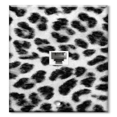 Art Plates - One Port RJ11 - Telephone decorative printed keystone style wall plate. CAT3 - RJ12 Female to Female phone jack. Works for phones, fax, ect. - Snow Leopard