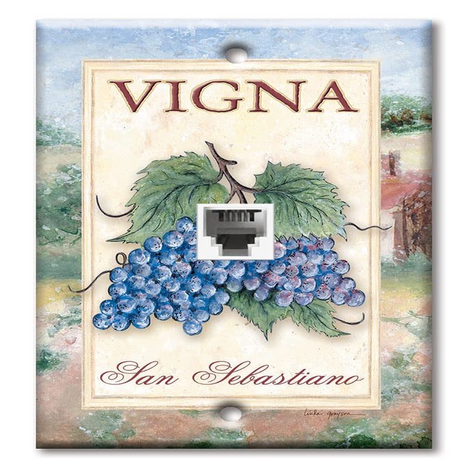 Art Plates - One Port RJ11 - Telephone decorative printed keystone style wall plate. CAT3 - RJ12 Female to Female phone jack. Works for phones, fax, ect. - Vigna