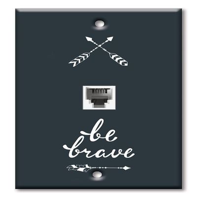 Art Plates - One Port RJ11 - Telephone decorative printed keystone style wall plate. CAT3 - RJ12 Female to Female phone jack. Works for phones, fax, ect. - Be Brave