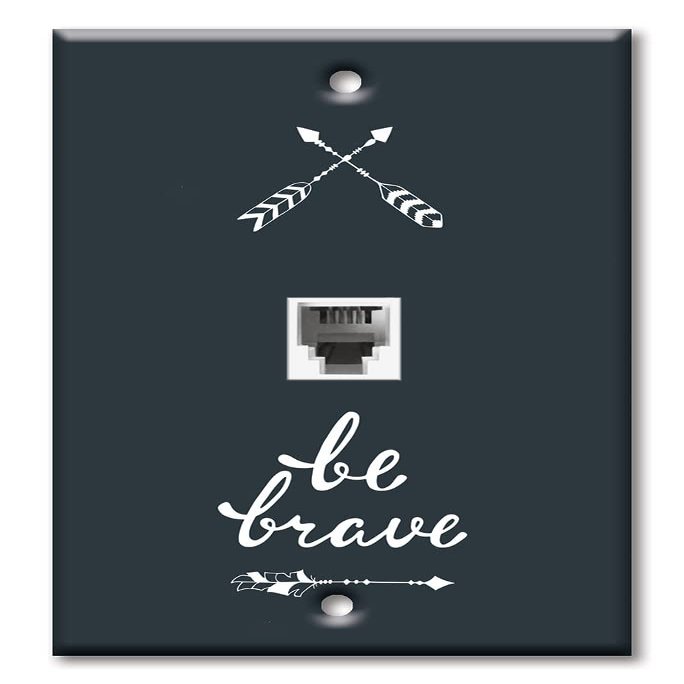 Art Plates - One Port RJ11 - Telephone decorative printed keystone style wall plate. CAT3 - RJ12 Female to Female phone jack. Works for phones, fax, ect. - Be Brave