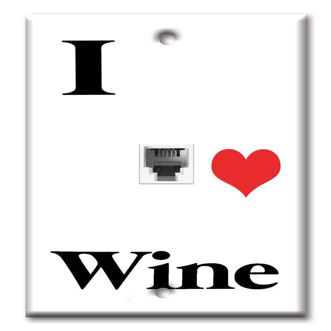 Art Plates - One Port RJ11 - Telephone decorative printed keystone style wall plate. CAT3 - RJ12 Female to Female phone jack. Works for phones, fax, ect. - Heart Wine