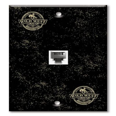 Art Plates - One Port RJ11 - Telephone decorative printed keystone style wall plate. CAT3 - RJ12 Female to Female phone jack. Works for phones, fax, ect. - Wild West Rodeo