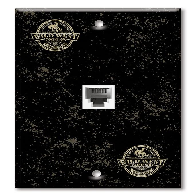 Art Plates - One Port RJ11 - Telephone decorative printed keystone style wall plate. CAT3 - RJ12 Female to Female phone jack. Works for phones, fax, ect. - Wild West Rodeo