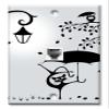 Art Plates - One Port RJ11 - Telephone decorative printed keystone style wall plate. CAT3 - RJ12 Female to Female phone jack. Works for phones, fax, ect. - Cat with an Umbrella view 1