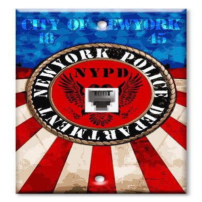 Art Plates - One Port RJ11 - Telephone decorative printed keystone style wall plate. CAT3 - RJ12 Female to Female phone jack. Works for phones, fax, ect. - New York Police Department
