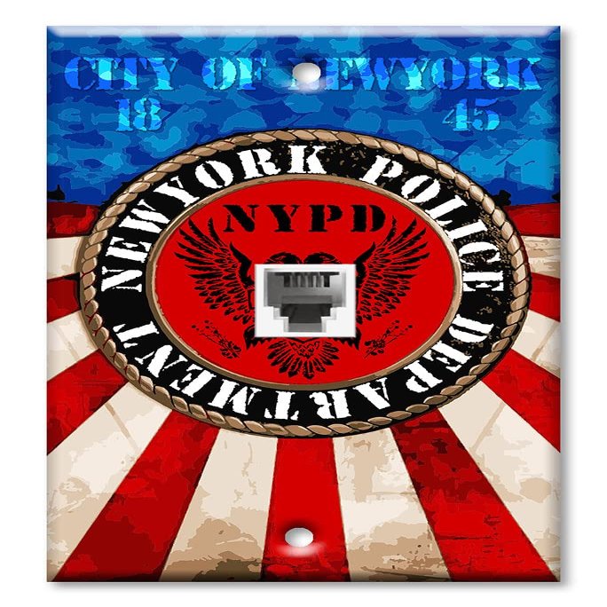 Art Plates - One Port RJ11 - Telephone decorative printed keystone style wall plate. CAT3 - RJ12 Female to Female phone jack. Works for phones, fax, ect. - New York Police Department