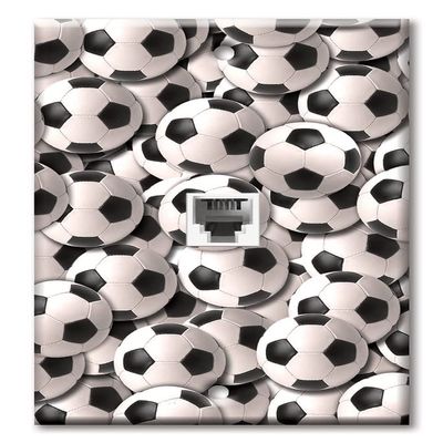 Art Plates - One Port RJ11 - Telephone decorative printed keystone style wall plate. CAT3 - RJ12 Female to Female phone jack. Works for phones, fax, ect. - Soccer Balls