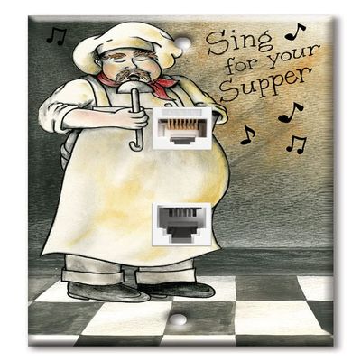 Art Plates - Decorative Printed 2 Port Data Wall Plate - RJ11 Telephone Jack Connector and RJ45 (Cat5, Cat6, Cat7) Ethernet Connector - Gold-Plated Contacts - Sing for Supper