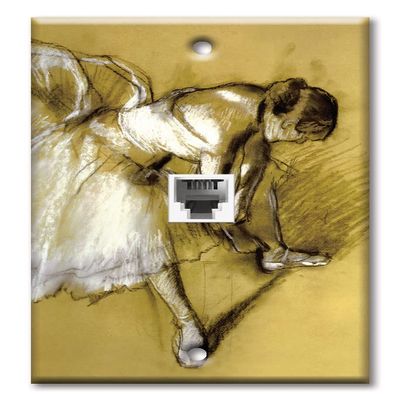 Art Plates - One Port RJ11 - Telephone decorative printed keystone style wall plate. CAT3 - RJ12 Female to Female phone jack. Works for phones, fax, ect. - Degas: Dancer Adjusting Shoe