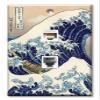 Art Plates - Decorative Printed 2 Port Data Wall Plate - RJ11 Telephone Jack Connector and RJ45 (Cat5, Cat6, Cat7) Ethernet Connector - Gold-Plated Contacts - Hokusai: Great Wave view 1