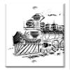 Art Plates - One Port RJ11 - Telephone decorative printed keystone style wall plate. CAT3 - RJ12 Female to Female phone jack. Works for phones, fax, ect. - Old Steam Train Black and White view 1